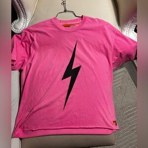 Aviator Nation Neon Pink Lightning Bolt Tee Size L